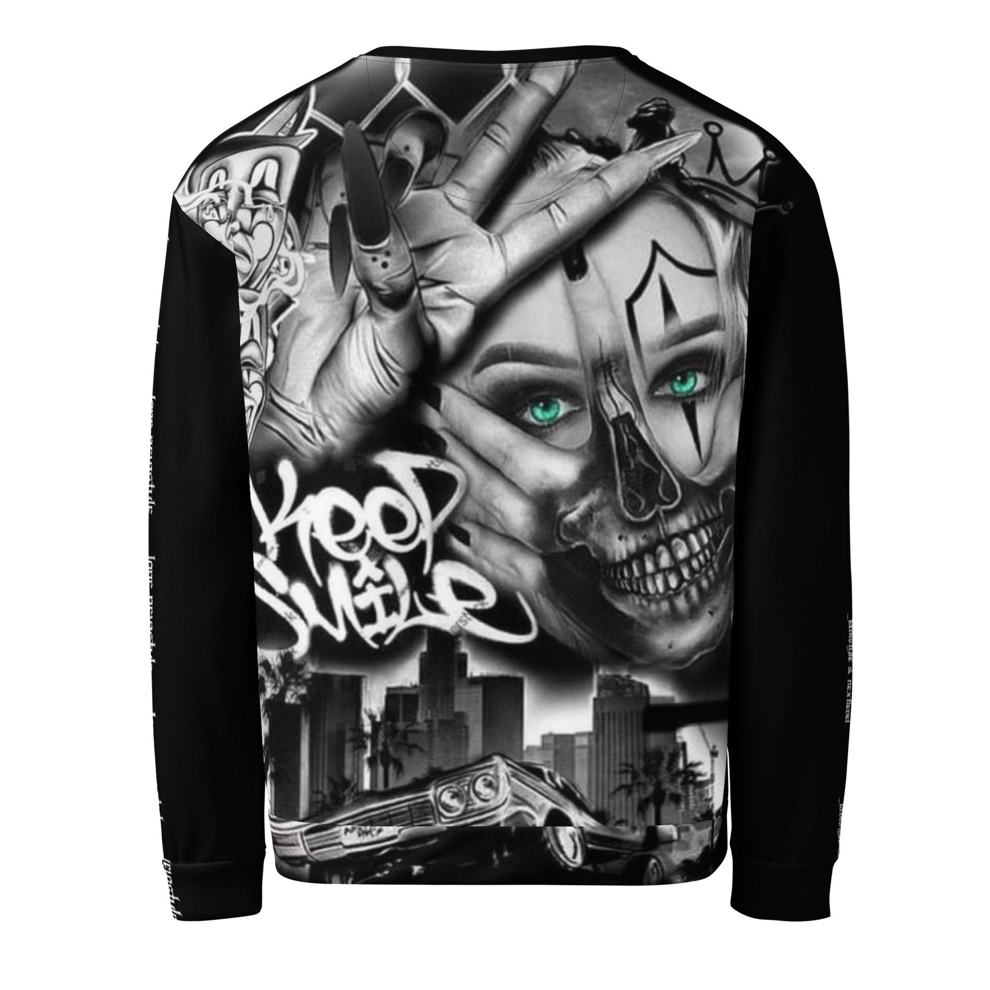 Tejido 308g tacto suave sudadera negra Next Level, construcción premium moda urbana España